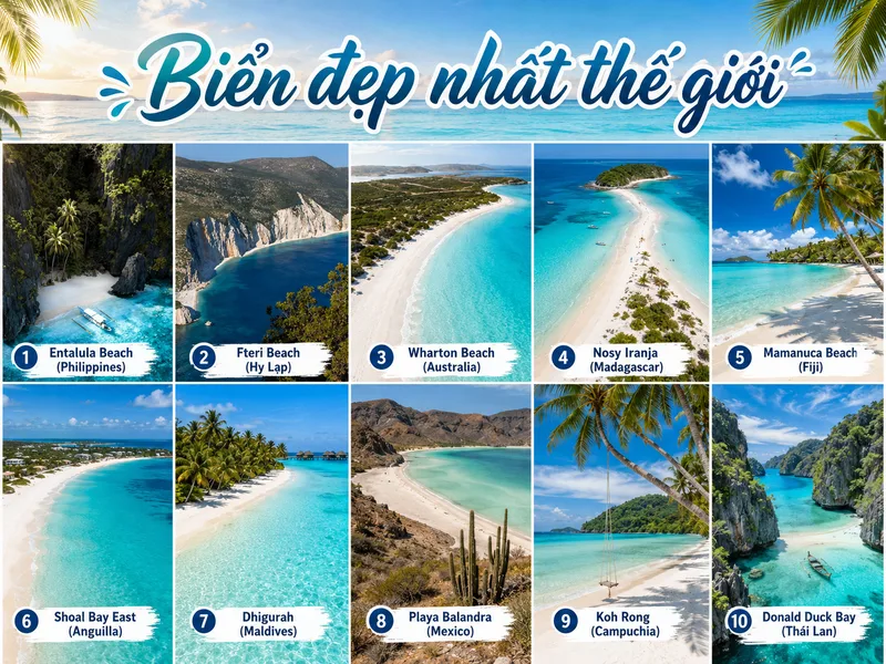 Biển đẹp nhất thế giới được đánh giá dựa trên nhiều yếu tố từ cảnh quan, chất lượng bãi biển đến trải nghiệm của du khách