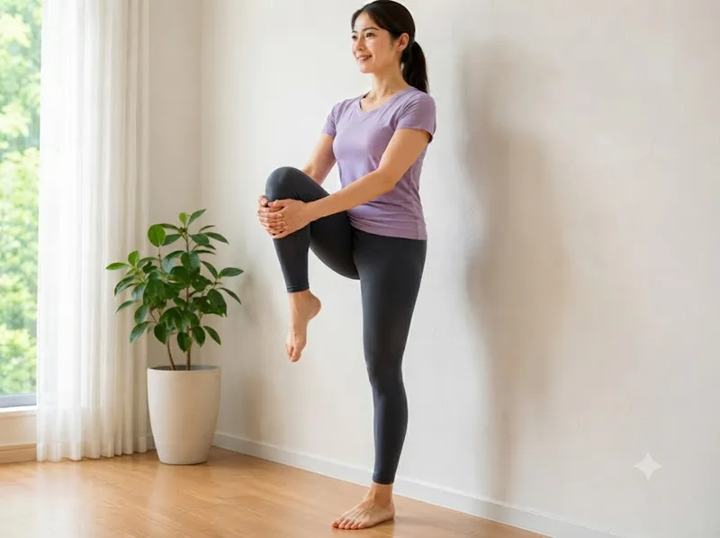 Đứng một chân có điểm tựa giúp cải thiện thăng bằng và giảm nguy cơ té ngã.